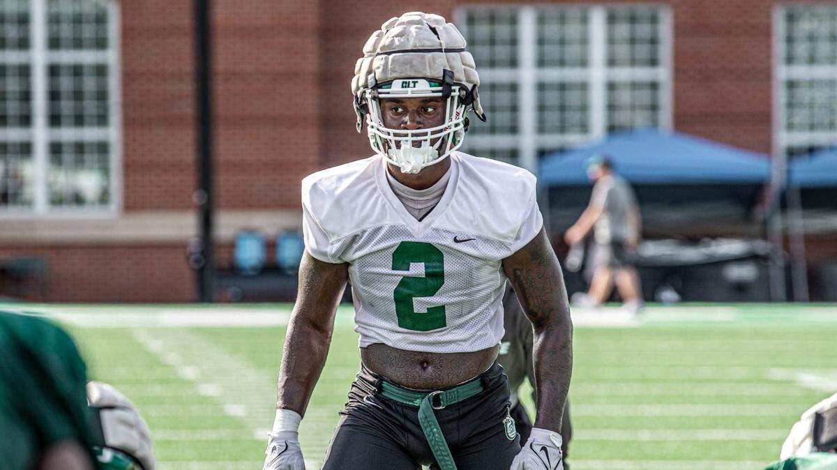 Charlotte 49ers linebacker Derek Boykins surveys the field during a recent practice.