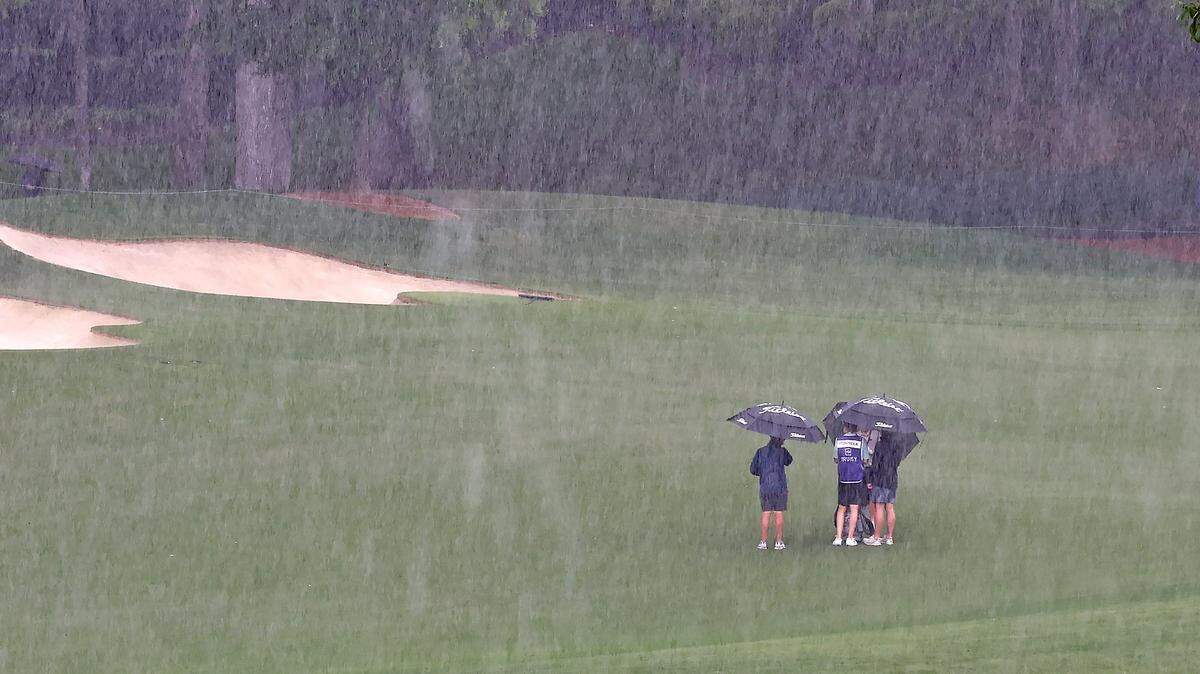 Rain falls steadily along the 15th fairway during the Truist Championship Pro-Am at Quail Hollow Club in Charlotte, NC on Wednesday. Rain also affected the Round 1 schedule on Thursday.