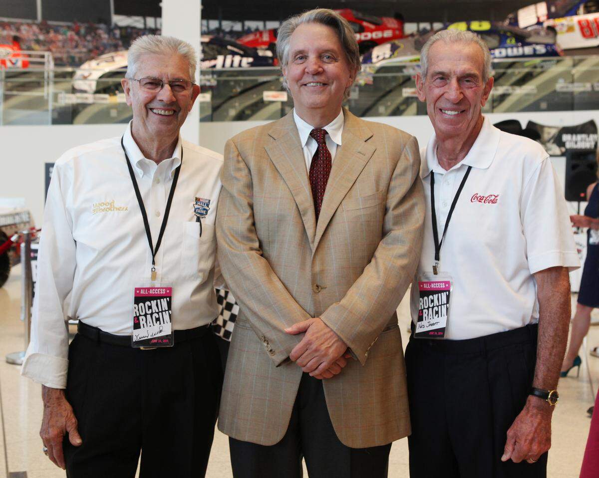 Leonard Wood, Mike Curb, and Ned Jarrett pose for a portrait at the media event for the NASCAR Hall of Fame's newest exhibit, Rockin' & Racin', on Tuesday, June 24, 2014. Media Event for Rockin' and Racin' the Nascar Hall of Fame's newest exhibit