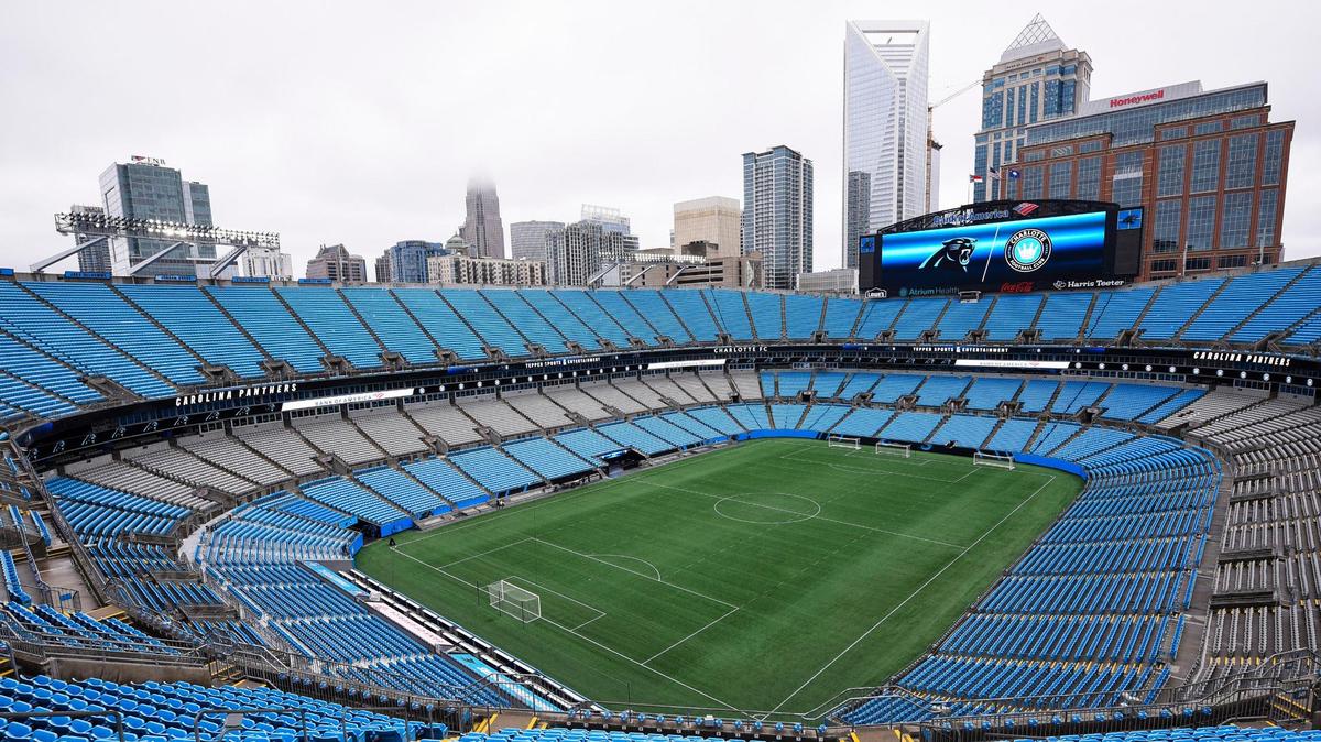 The field at Bank of America Stadium is currently being prepped for Charlotte FC’s opening match against LA next month in Charlotte, N.C. Monday, Feb. 7, 2022. The stadium is undergoing a series of renovations in anticipation of Charlotte FC’s inaugural season.