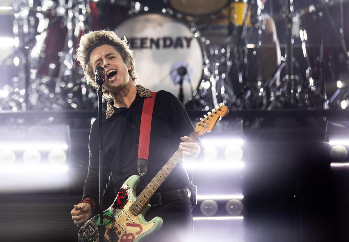 Green Day performs at the PNC Music Pavilion in Charlotte, N.C., on Monday, August 26, 2024.