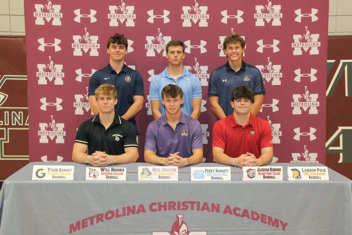 Some of Metrolina Christian’s student-athletes on National Signing Day Wednesday Nov. 8, 2023