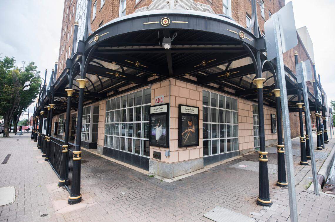 Students at the UNC School of the Arts often perform and rehearse at the Stevens Center downtown Winston-Salem, N.C., pictured here on July 19, 2021.