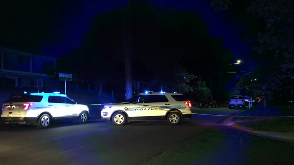 Scene of the incident early Tuesday when an Charlott-Mecklenburg Police officer fired his weapon. No one was injured, police said.