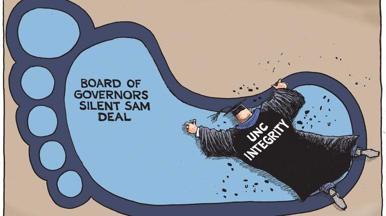Kevin Siers cartoon: UNC’s Silent Sam deal leaves its mark