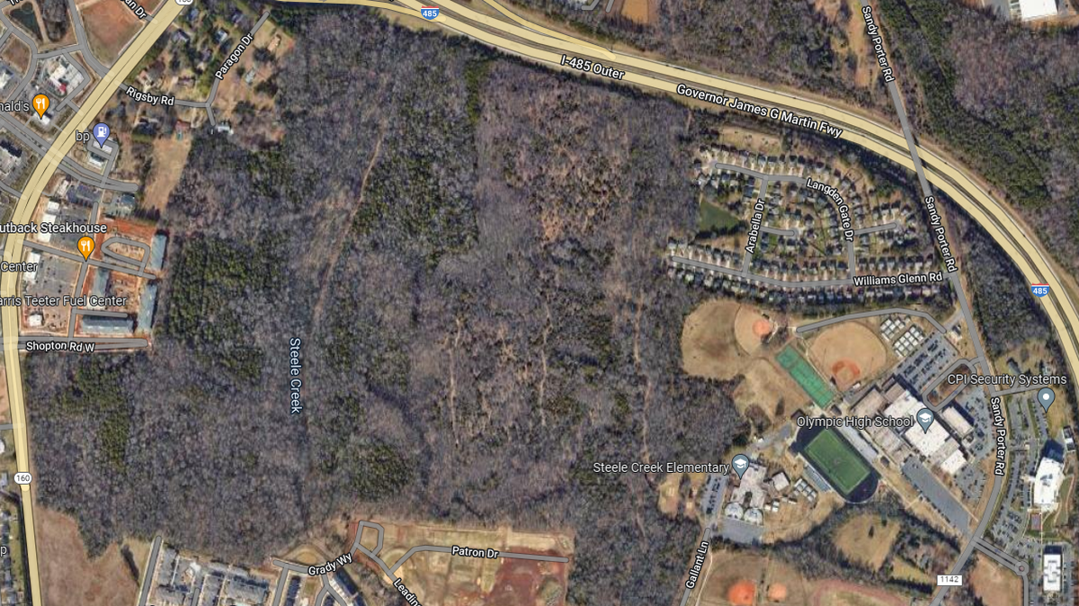 Charlotte City Council approved a petition earlier this year to rezone about 185 acres just off Steele Creek Road, south of Interstate 485. The project will include a Novant Health medical facility and other uses.