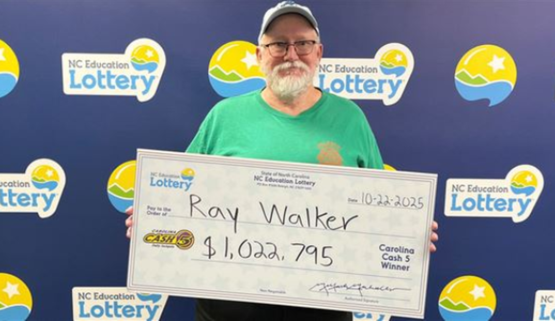 Ray Walker of Gastonia says he couldn’t help but scream after his $1 Cash 5 ticket won him more than $1 million in the N.C. Education Lottery.