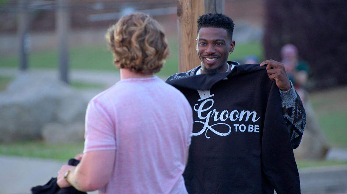 “Love is Blind” stars Johnny and Clay at Pump House Biergarten in Charlotte, NC.