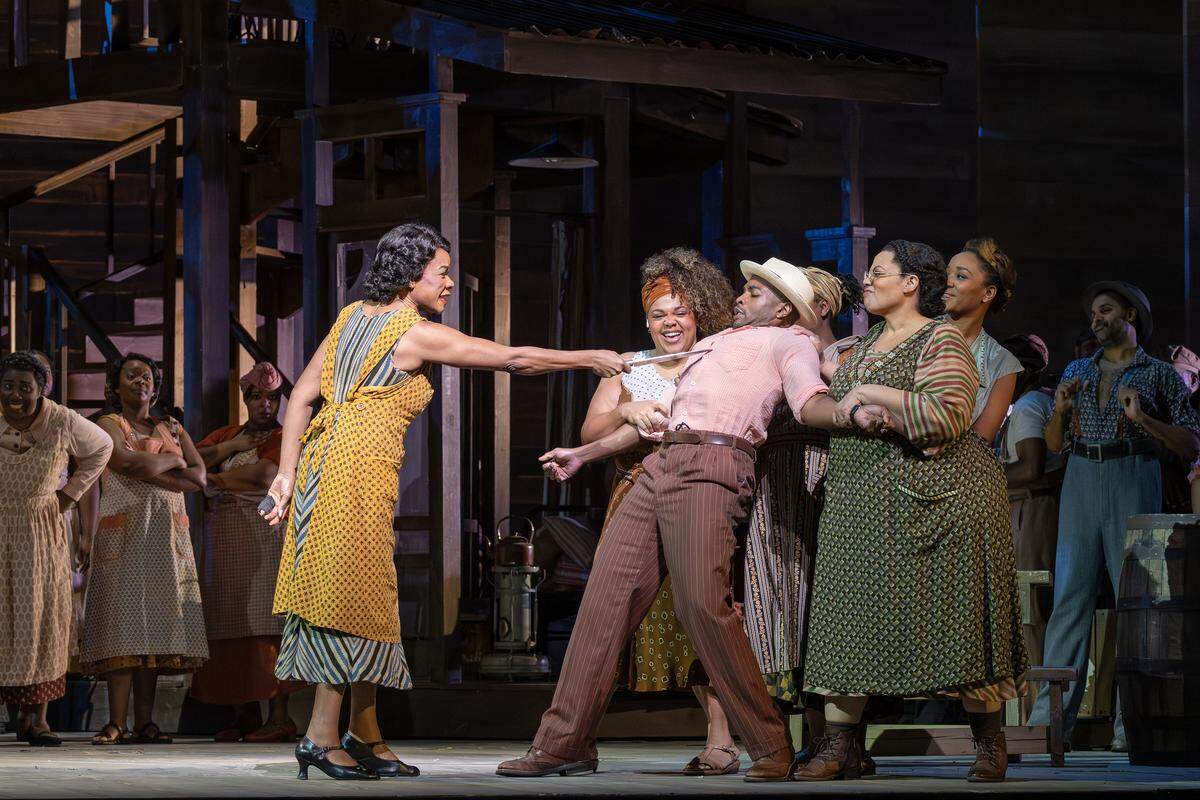 Opera star Denyce Graves as Maria, Frederick Ballentine as Sportin’ Life and Adrienne Danrich as Lily in the Gershwins’ “Porgy and Bess.”