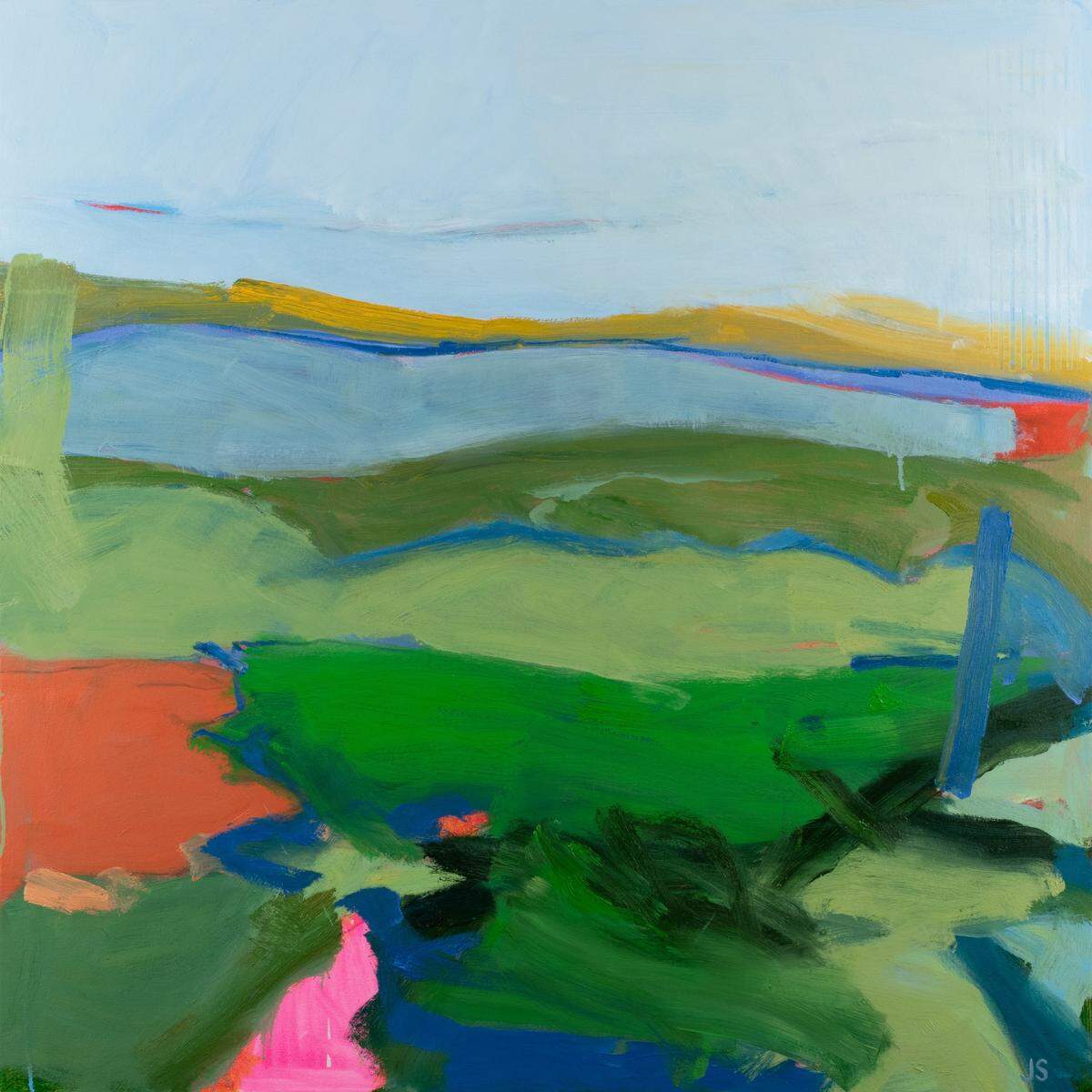 Jessica Singerman, Living in the Sky, Acrylic and oil on canvas, 40” x 40”