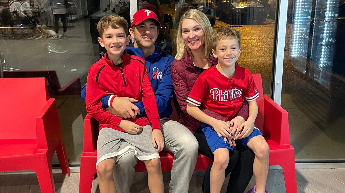 Lee’s Hoagie House Charlotte owners Robert and Natalia Russo, with their sons Chase, 10, and Tyler, 8.