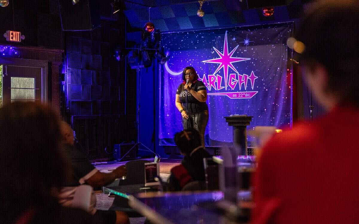 Kayla Kandi hosts a comedy open mic night at Starlight on 22nd in Charlotte, N.C., on Tuesday, May 12, 2026.