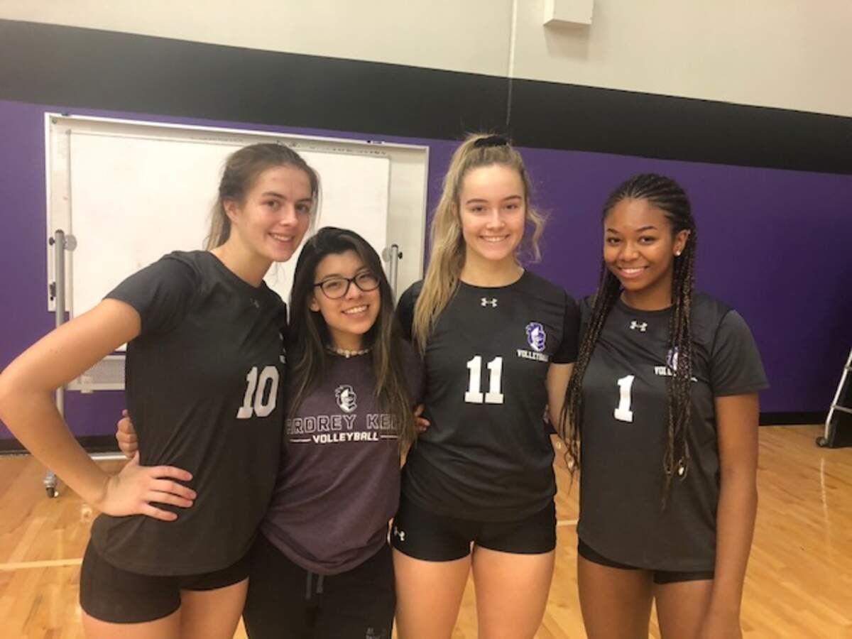 Ardrey Kell High’s volleyball team will play for a N.C. 4A state title Saturday in Fayetteville. From left, Mya Duggan, Jadyn Barry, Bridget Elmore, and Sania McCoy are four of the nine seniors on the team. These four are team captains.