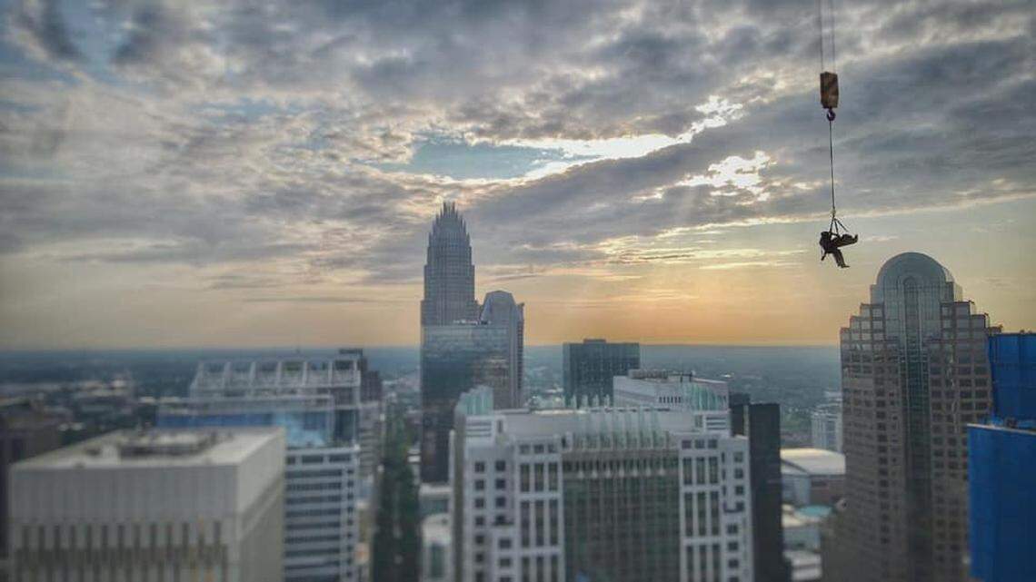 The rescue involved an interlocking bowline attached to a crane.
