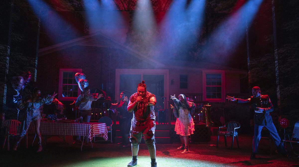 Cast members of “Fat Ham” on Broadway, a take-off of “Hamlet” written by Gaston County native James Ijames.