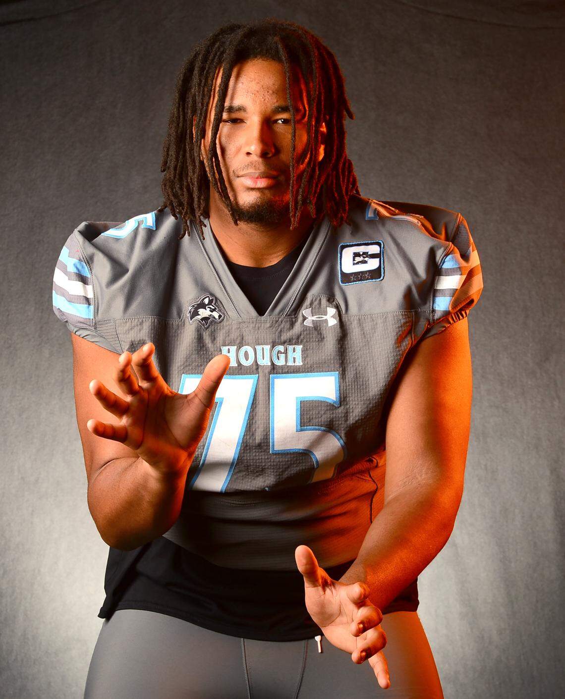 Hough Huskies offensive lineman Jarvis Potts on Tuesday, December 9, 2025.