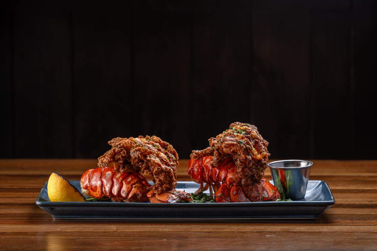 Link & Pin’s twin fried lobster tails.