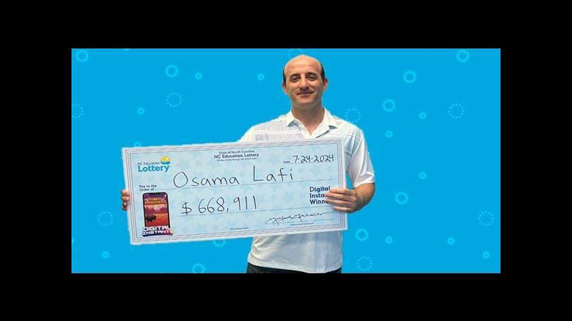 Osama Lafi won the pile of cash playing a “digital instant game” known as Bison Bonanza, lottery officials said.