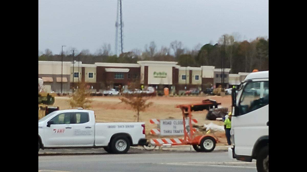 The Publix storefront name is up in a retail center under construction on Sam Furr Road at Davidson-Concord Road in Huntersville.