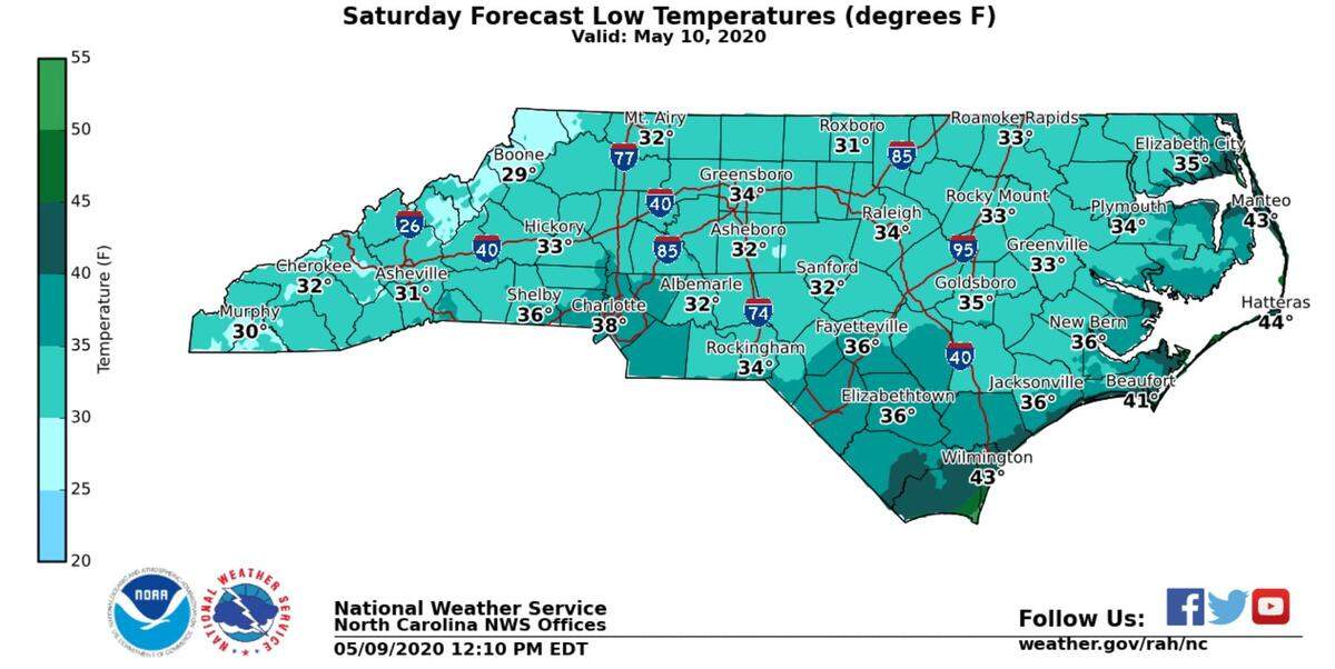 Temperatures could hit record lows early Sunday morning.