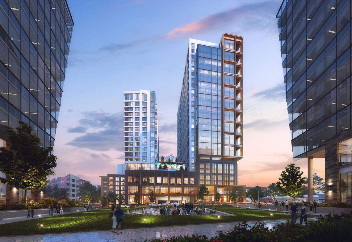 Carson South End, a 31-story mixed use tower on Tryon Street at Carson Boulevard, is from developer Crescent Communities. Crescent will be partnering with Nuveen Real Estate.