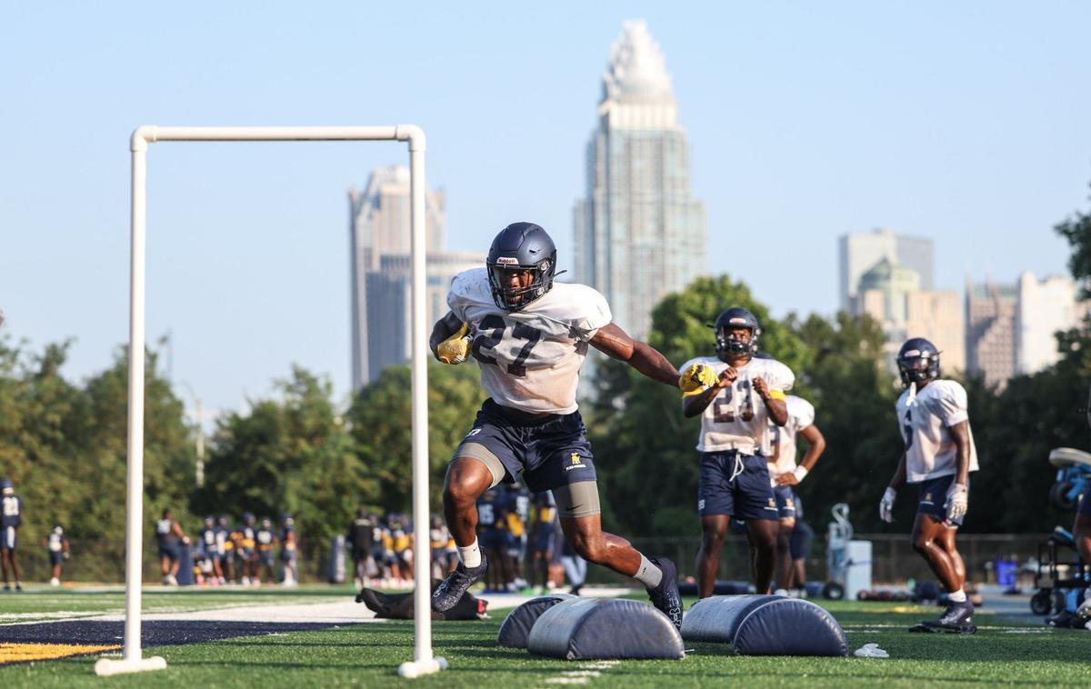 Johnson C. Smith running back Jaquarius Crouch runs through a drill during in Charlotte, NC on Tuesday, August 27, 2024.