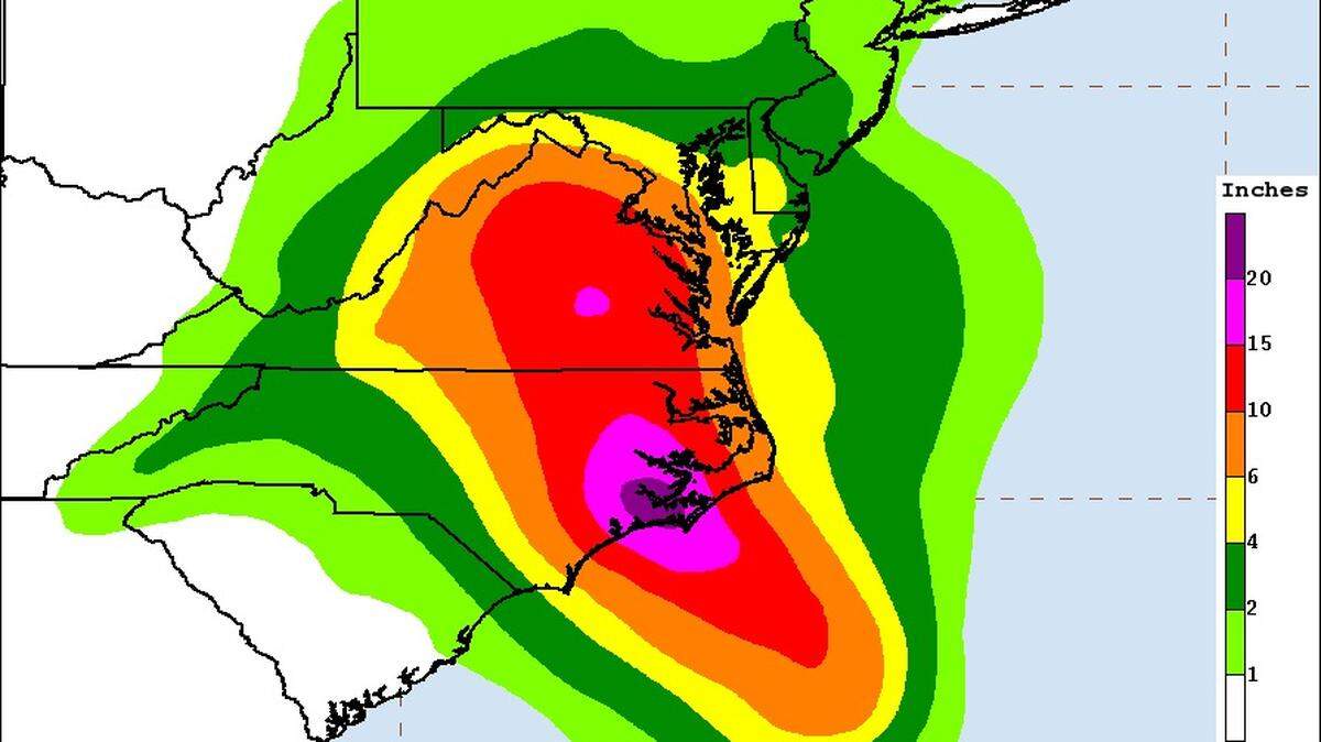 An updated rainfall forecast from Hurricane Florence shows only about 2 inches of rain in the Charlotte region.