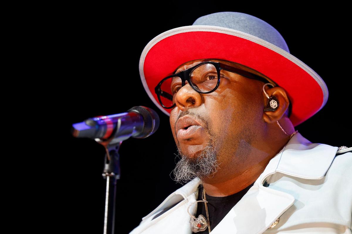 Bobby Brown of New Edition sings on stage during The Culture Tour at Spectrum Center in Charlotte, N.C., Sunday, April 3, 2022.