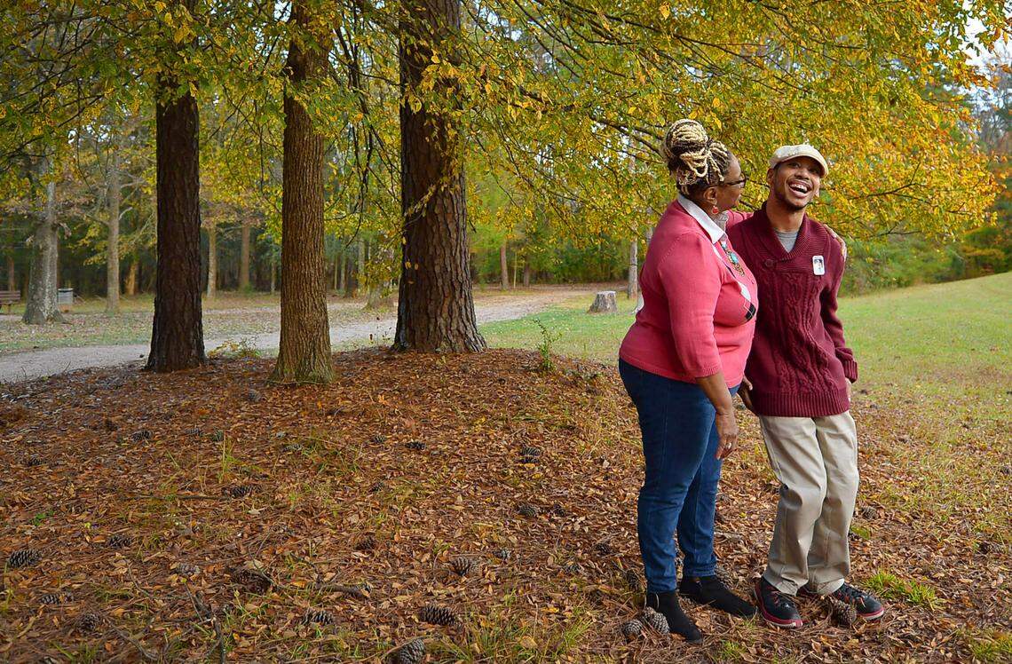 Chancellor Lee Adams, right and his grandmother Saundra Adams, left, on Tuesday, November 10, 2020. Chancellor Lee will celebrate his 21st birthday on Monday, November 16, 2020.