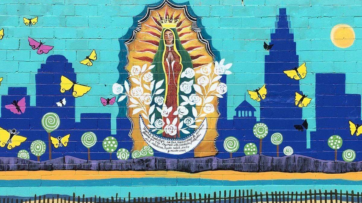 The mural by Rosalia Torres-Weiner at Tacos el Nevado on Central Avenue will be a feature of her talk at Unknown Brewing Company on July 31. 