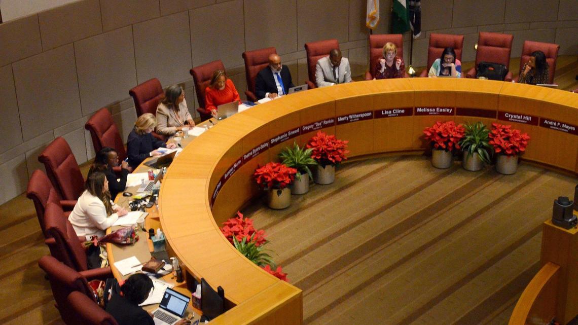 The first meeting of the Charlotte-Mecklenburg school board with newly elected members Monty Witherspoon and Liz Monterey. They elected a new chairperson on Tuesday, Dec.12, 2023.