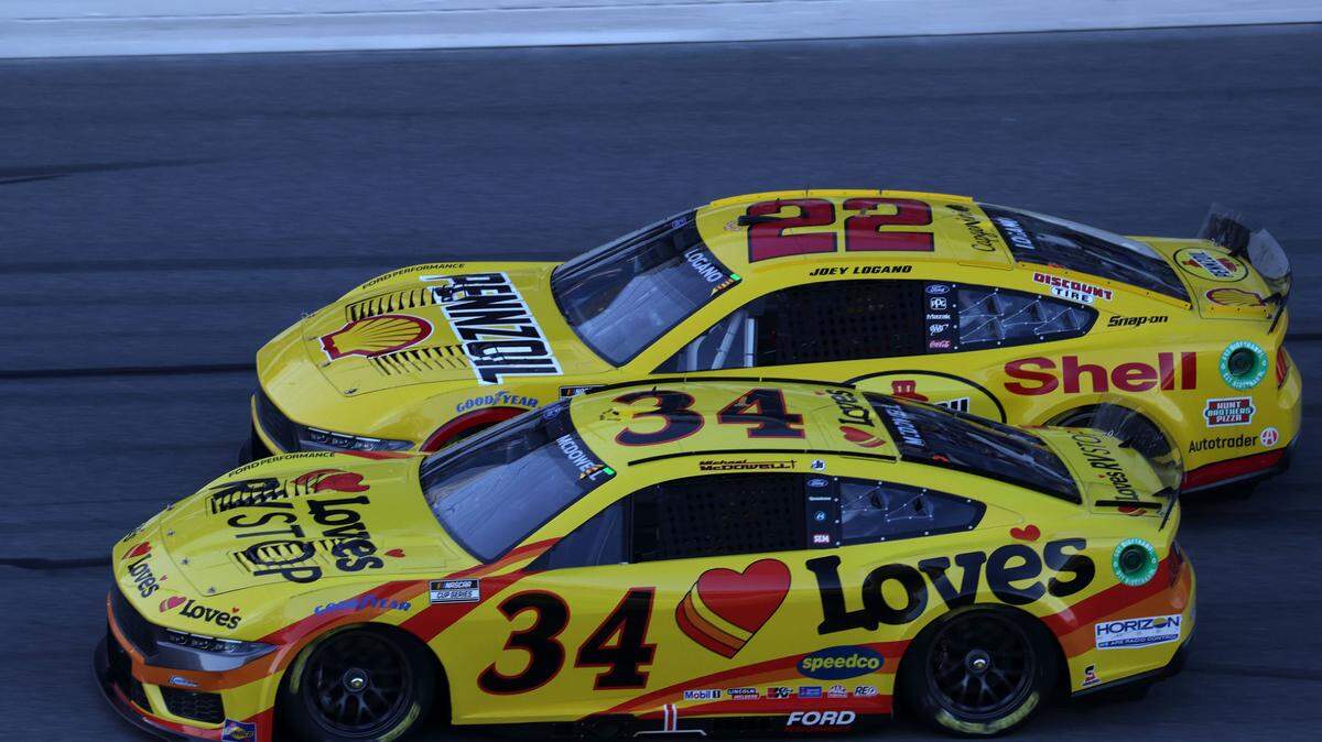 For the second straight week, Michael McDowell (34) and Joey Logano (22) will lead the NASCAR Cup Series field to green in the Ambetter Health 400 on Sunday at Atlanta Motor Speedway.