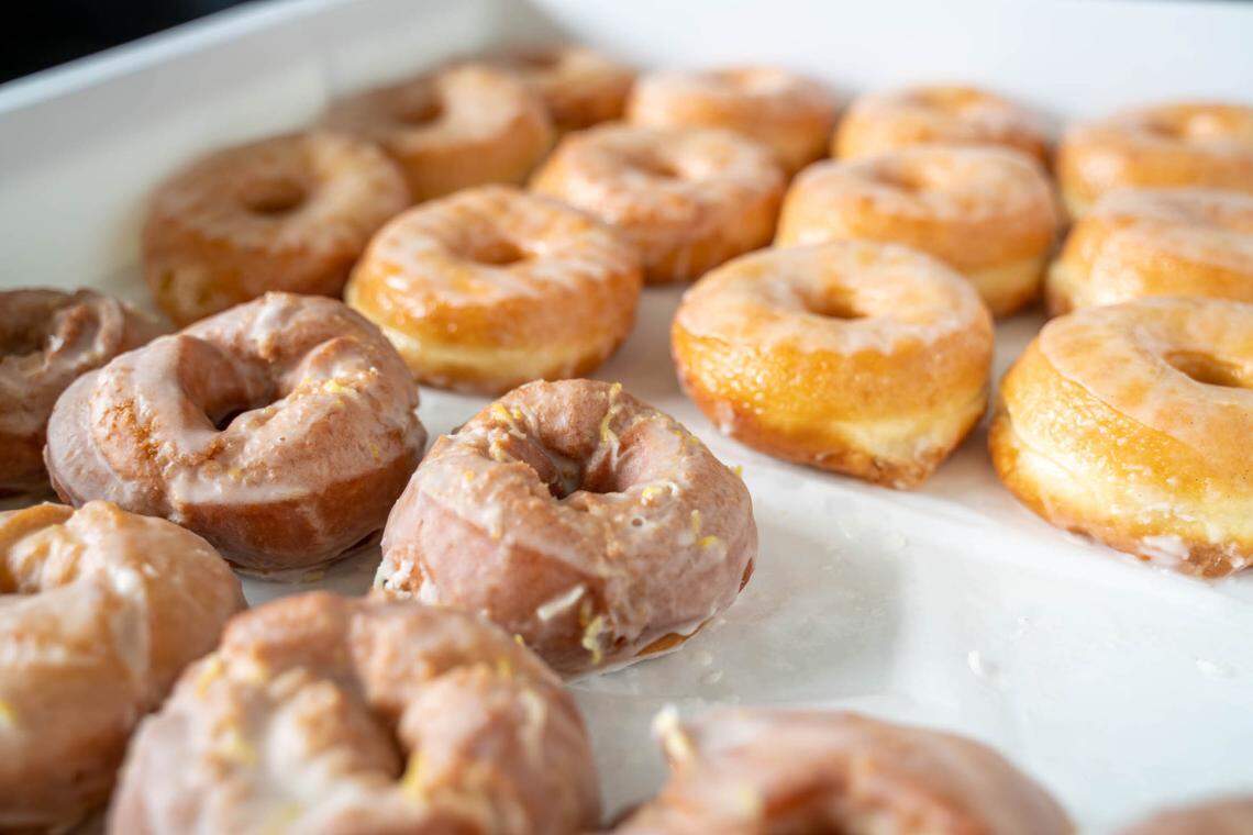 Lemon buttermilk old-fashioned donuts and vanilla glazed donuts at Beyond Amazing Donuts in Camp North End.