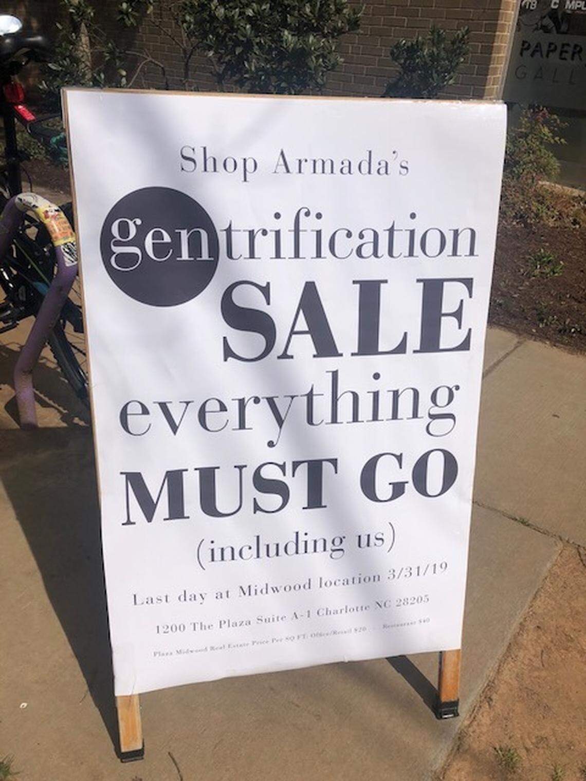A sign outside of Armada Skate Shop, which recently left its location in Plaza Midwood.