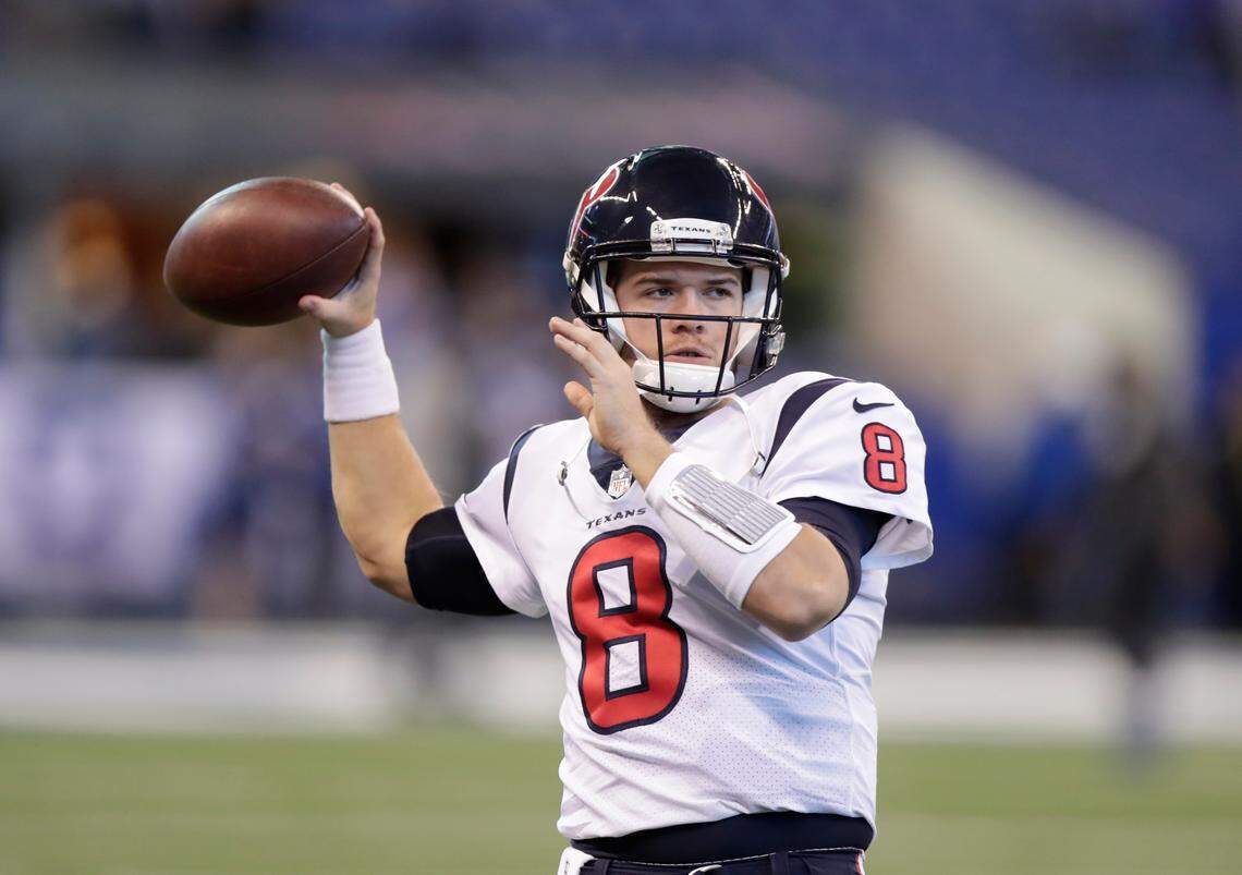 Former Texans QB Taylor Heinicke has thrown one pass during a regular-seaon game, completing it for 10 yards against Pittsburgh last December before leaving with a concussion.