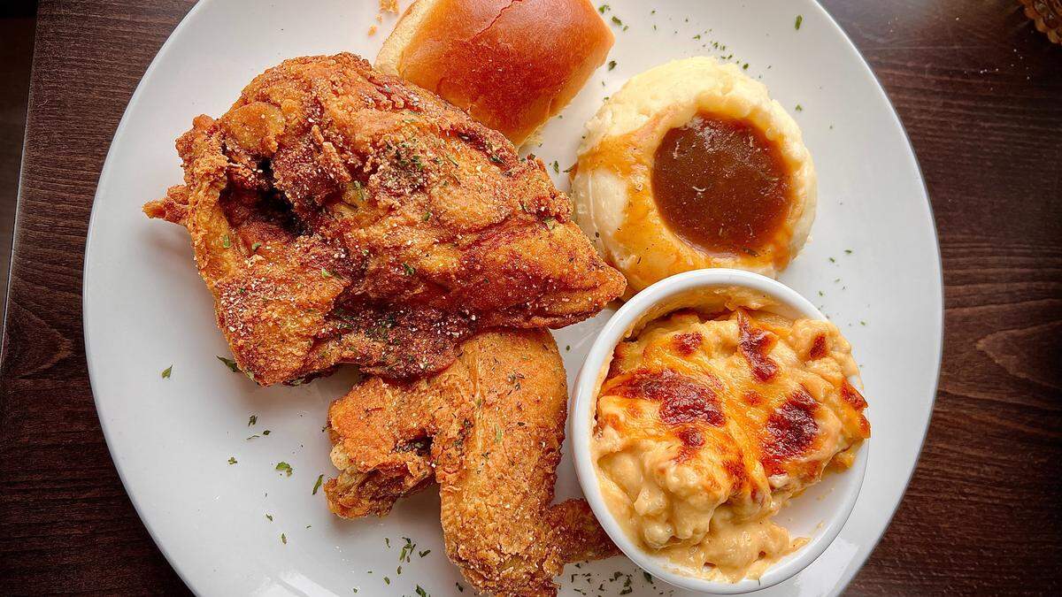 The Old Ray Restaurant, inside the NuWray Hotel, serves comfort food.
