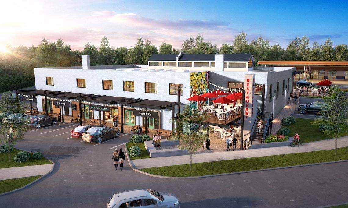 The former Carphonics Sight & Sound building at 2501 The Plaza will be redeveloped to make way for retail, restaurant and creative office space.