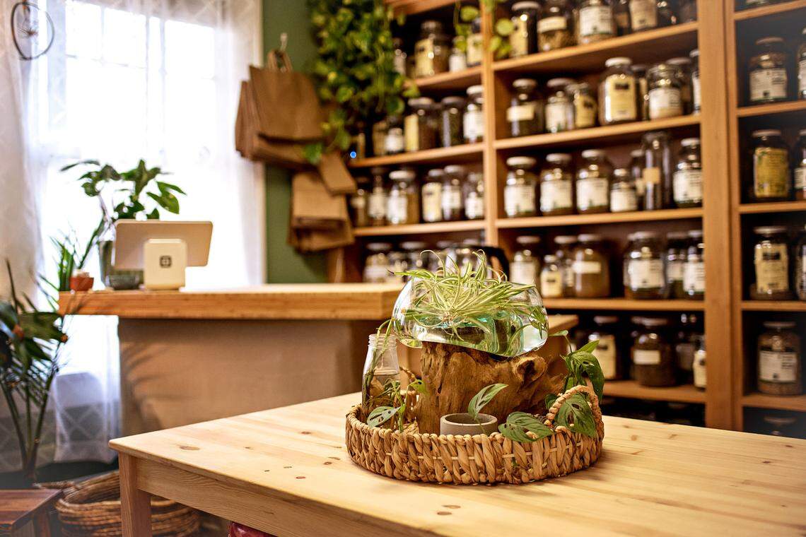 Five Goddess Farm’s tea room offers caffeinated and herbal selections.