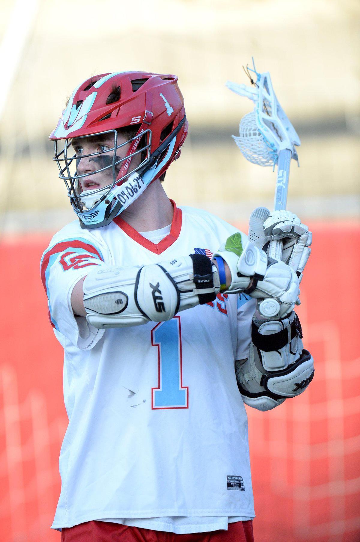 Charlotte Catholic’s, #1. Jack Ransom, a Georgetown recruit, is a standout player for the Cougars. He recently scored seven goals against Myers Park. The teams battled on Monday, April 8, 2024.