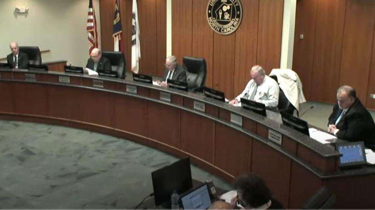 Union County commissioners during a meeting Sept. 20, 2021, where members discussed the fallout of a recent school board decision to curtail COVID-19 quarantines among students. The school board later revised its policy.