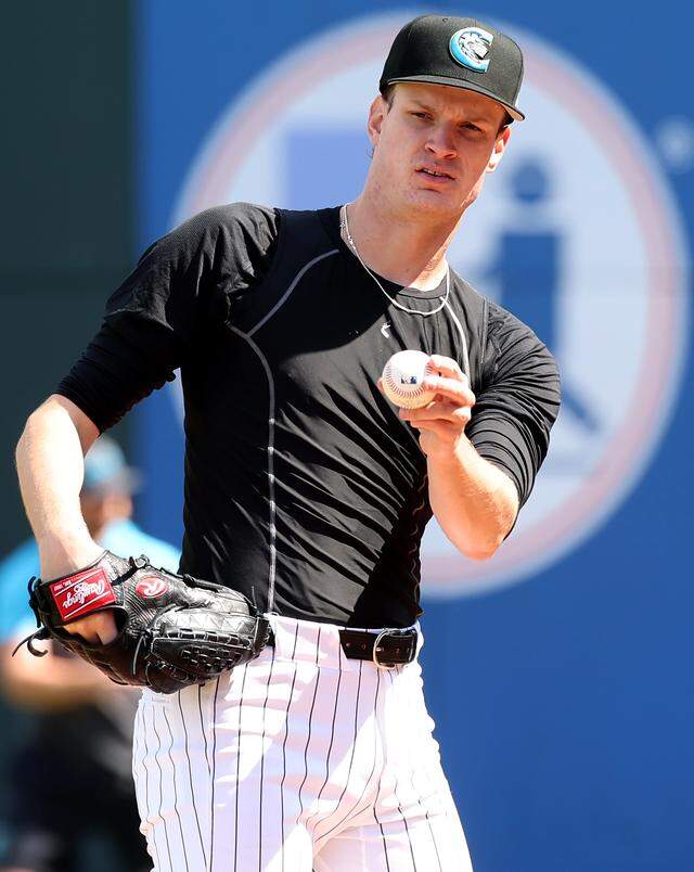 Charlotte Knights pitcher Noah Schultz prepares to throw during Wednesday’s practice at Truist Field. 