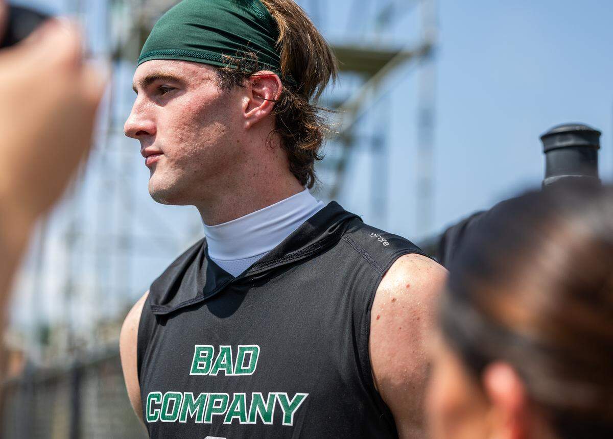 Charlotte 49ers Sean Brown speaks during a press conference after practice at UNC Charlotte in Charlotte, N.C., on Tuesday, July 29, 2025.