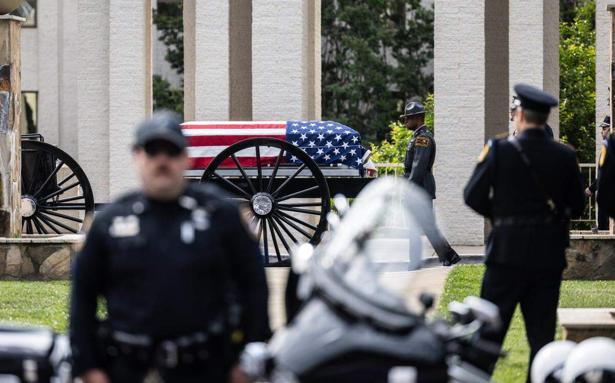 The funeral procession for CMPD Officer Joshua Eyer in Charlotte, N.C., on Friday, May 3, 2024.