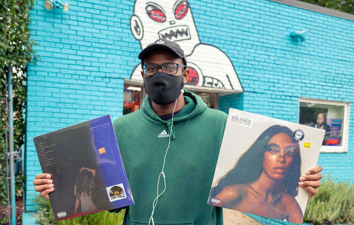Torron Williams waited in line nearly 45 minutes at Lunchbox Records to purchase a couple of records. 