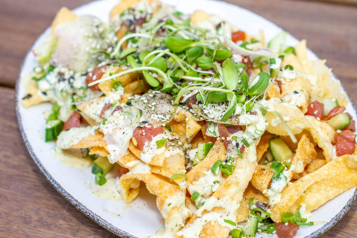 Suffolk Punch Brewing’s Ahi Tuna Nacho. “Coming Soon” signs ring the two-level building in Birkdale Village after construction delays and a year of getting permit approvals from the town of Huntersville.