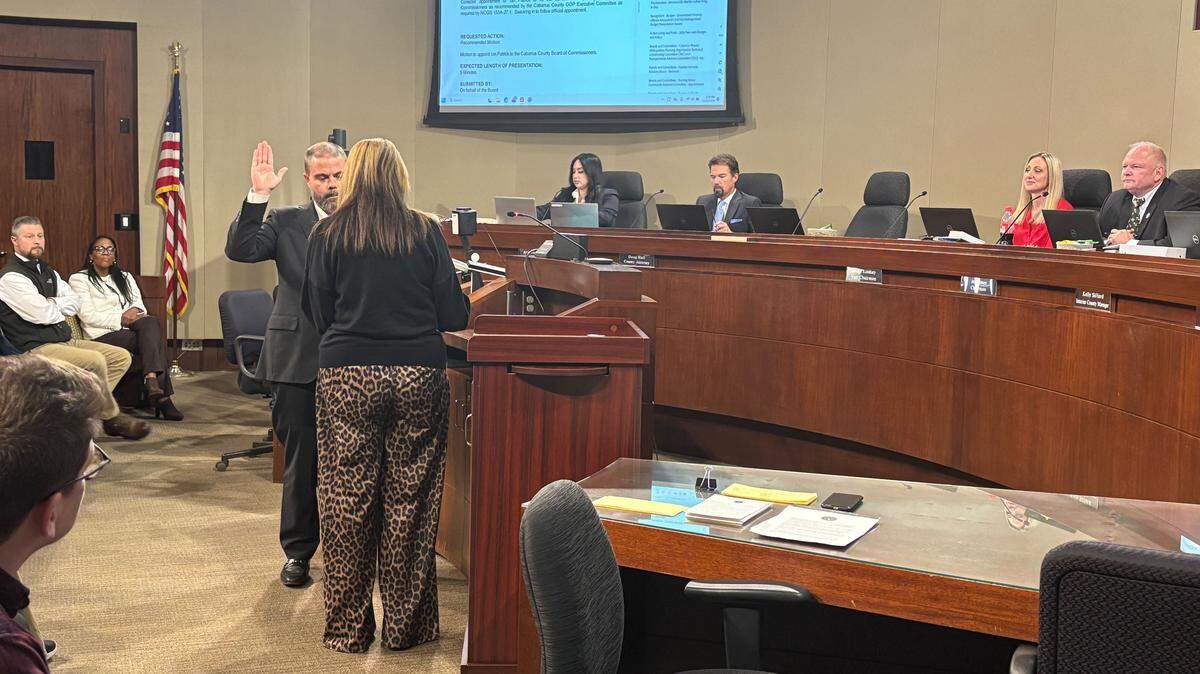 Ian Patrick was sworn into the Cabarrus County board of commissioners on Monday, Dec. 15, 2025.