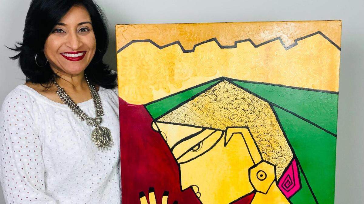Shefalee Patel enjoys incorporating Indian motifs like henna into her artwork.