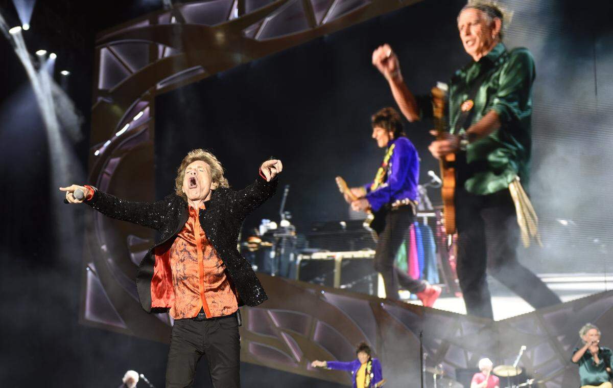 The Rolling Stones in concert Wednesday night, July 1, 2015 at Raleigh, NC’s Carter-Finley Stadium.