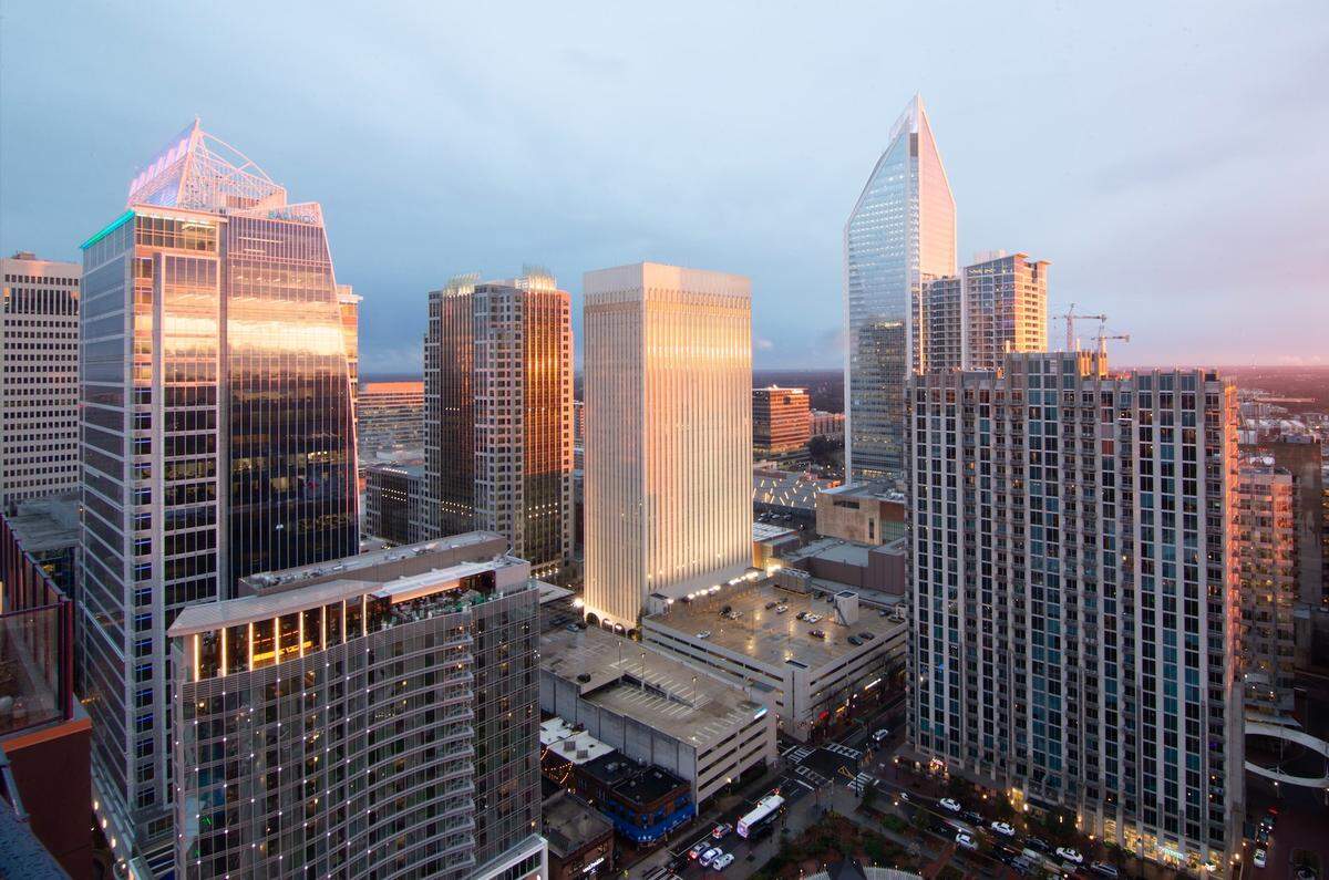 We have fun, whether it’s researching the best places for brunch or the greatest views in Charlotte. Shown here is a view of the skyline from Ascent Uptown on Poplar Street.