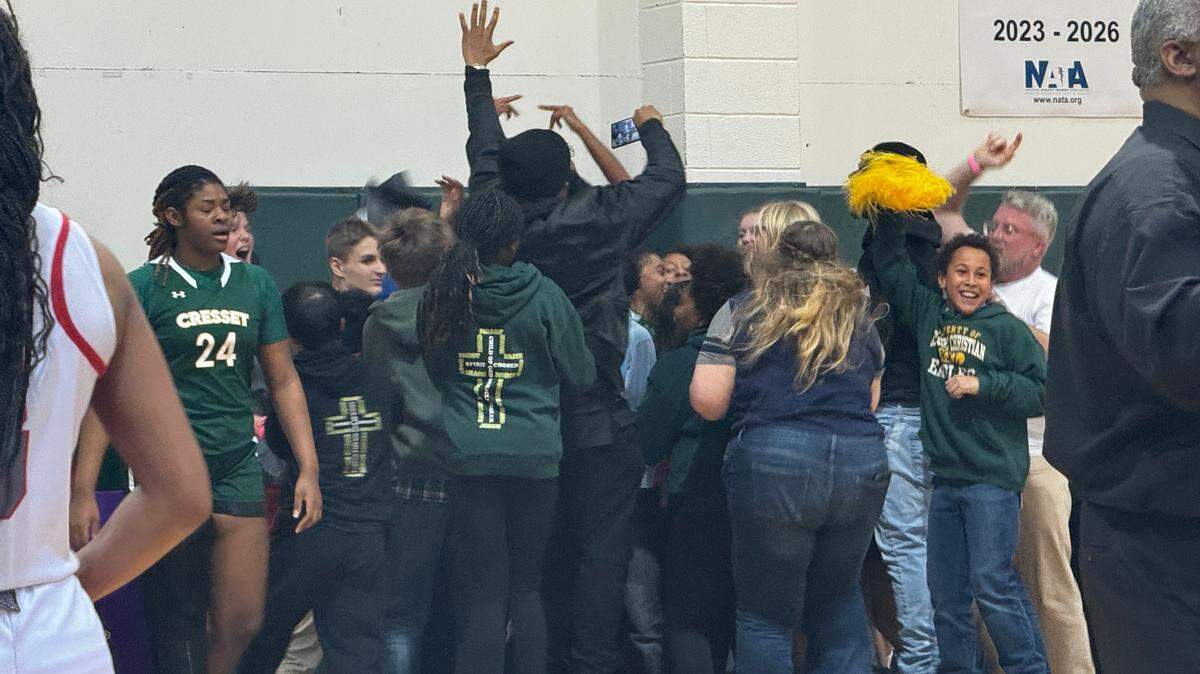 Cresset Christian celebrates after beating Northside Christian in the NCISAA 1A state championship game
